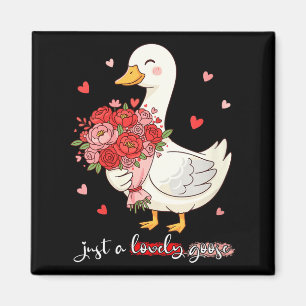 Women's Just A Lovely Goose Bouquet Roses Floral V Magnet