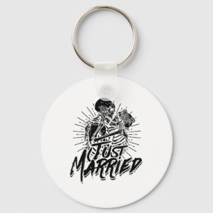 Womens Just Married- Spooky Halloween Bride And Gr Keychain