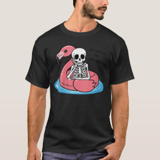 Womens Just Waiting For Halloween Skeleton Pink Fl T-Shirt