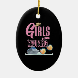 Womens Jute Hat Girls Gone Cruising Ceramic Ornament