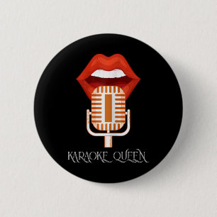 Womens Karaoke Queen Singing Singer Music Micropho 2 Inch Round Button