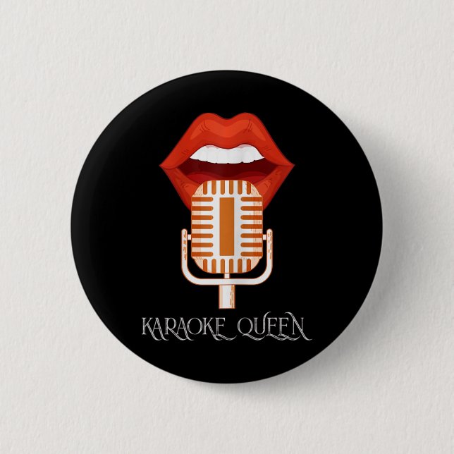 Womens Karaoke Queen Singing Singer Music Micropho 2 Inch Round Button (Front)
