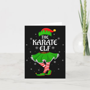 Womens Karate Elf Christmas Family Girls Women Elf Card