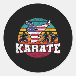 Women's Karate - Girls Martial Arts USA Flag Classic Round Sticker