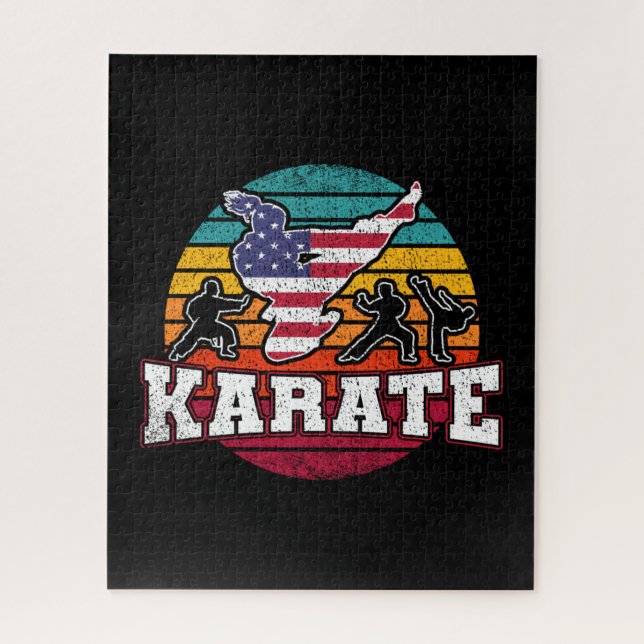 Women's Karate - Girls Martial Arts USA Flag Jigsaw Puzzle (Vertical)