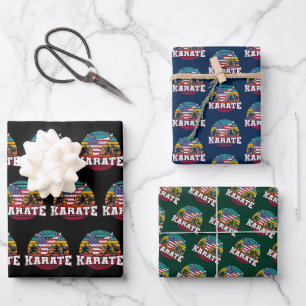Women's Karate - Girls Martial Arts USA Flag Wrapping Paper Sheet