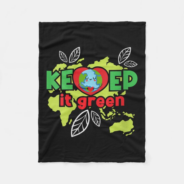 Womens Keep It Green - Environmental Protection Fleece Blanket (Front)