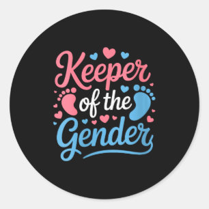 Womens Keeper Of The Gender, Pregnancy Reveal Gend Classic Round Sticker
