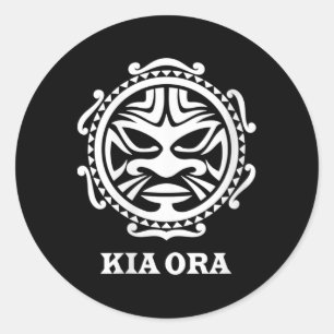 Womens Kia Ora Maori Culture Symbol Haka Dance New Classic Round Sticker