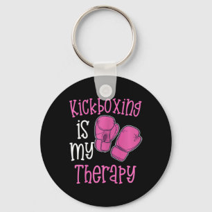 Womens Kickboxing Is My Therapy Womens Funny Gym F Keychain