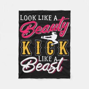 Womens Kickboxing Look Like A Beauty Kickboxer Lov Fleece Blanket