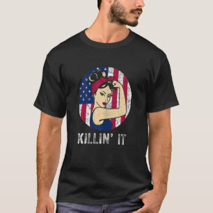 Womens Killin´ It USA Flag Sayings Women Top Killi