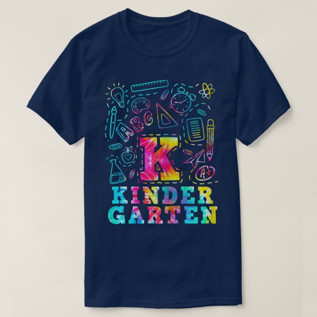 Womens Kindergarten Tie Dye Hello Summer Time Back T-Shirt (Design Front)