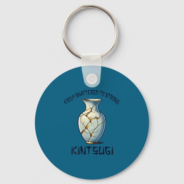 Womens Kintsugi Kintsukuroi Imperfect Japanese Art Keychain (Front)