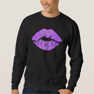 Women's Kiss Lips Purple Lips Purple Lipstick Purp Sweatshirt