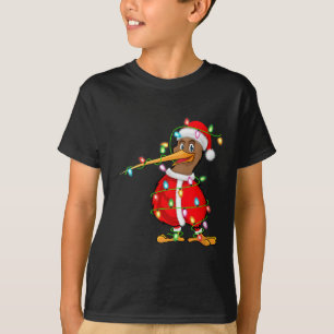 Womens Kiwi Bird Xmas Lighting Santa Costume Kiwi T-Shirt