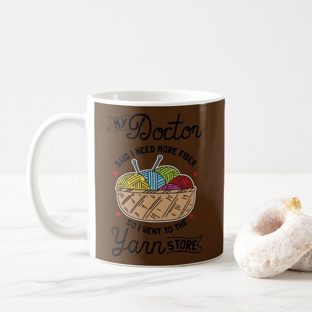 Womens Knitting Design for a Knitter Knitting  Coffee Mug (With Donut)