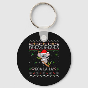 Womens Koala Xmas Holiday Santa Hat Koala Ugly Chr Keychain