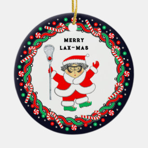 Women's Lacrosse Ceramic Ornament
