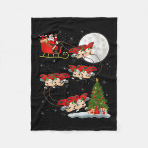Womens Ladybug Ladybird Santa Sleigh Flying Funny  Fleece Blanket