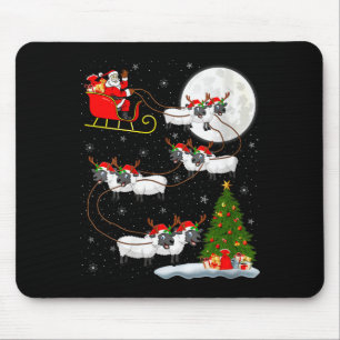 Womens Lambs Sheep Santa Sleigh Flying Funny Magic Mouse Pad