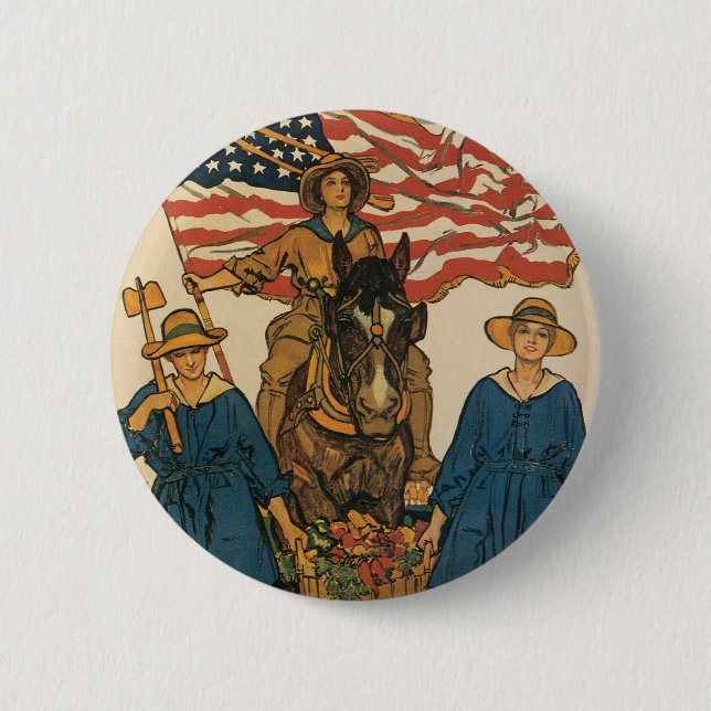 Women's Land Army 2 Inch Round Button (Front)
