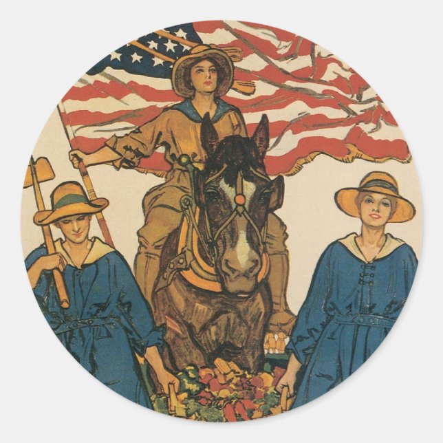 Women's Land Army Classic Round Sticker (Front)