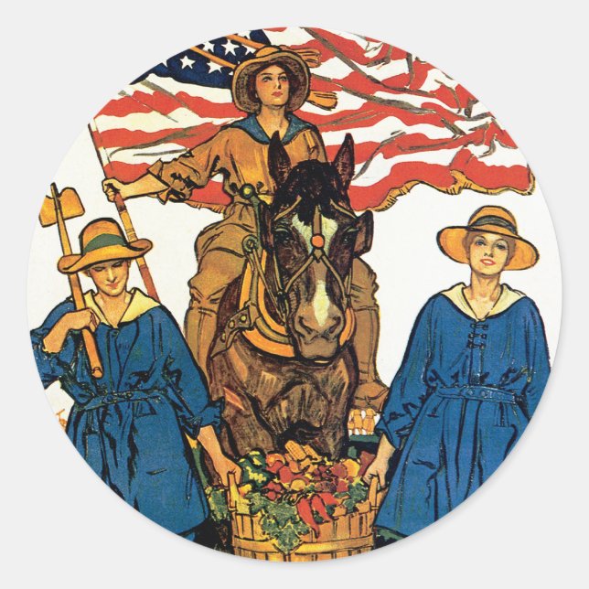 Women's Land Army Classic Round Sticker (Front)