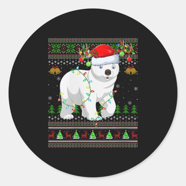 Womens Lar Bear Ugly Christmas Sweaters Holiday Sa Classic Round Sticker (Front)