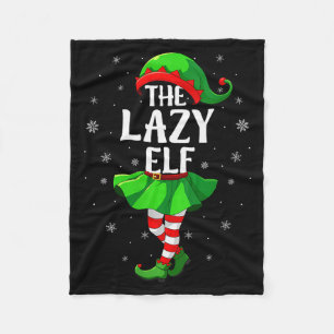 Womens Lazy Elf Christmas Girls Women Elf Squad Xm Fleece Blanket