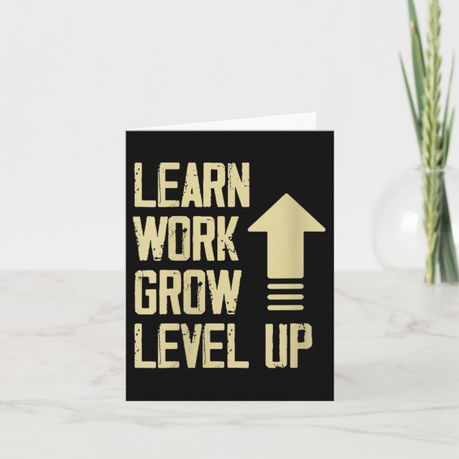 Womens Learn Work Grow Level Up Growth Success Vin Card (Front)