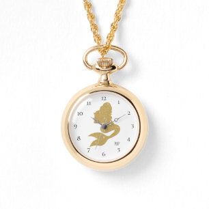 *~* Women's Leather Gold Glitter Trendy Mermaid Watch