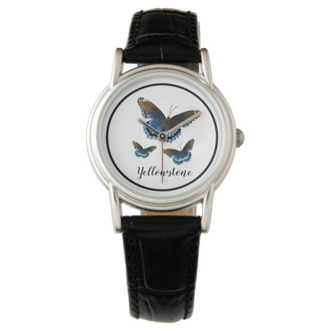 Womens Leather Watch-Yellowstone Butterflies Watch (Front)