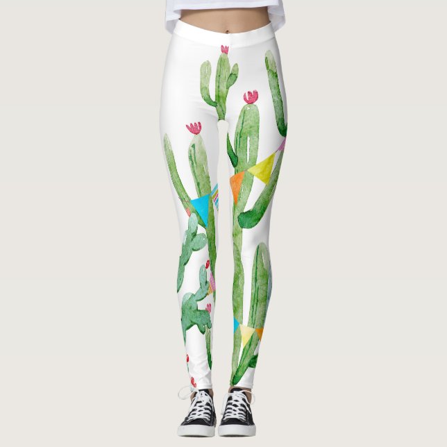 Women's Leggings Boho Llama Bohemian Cacti Desert (Front)