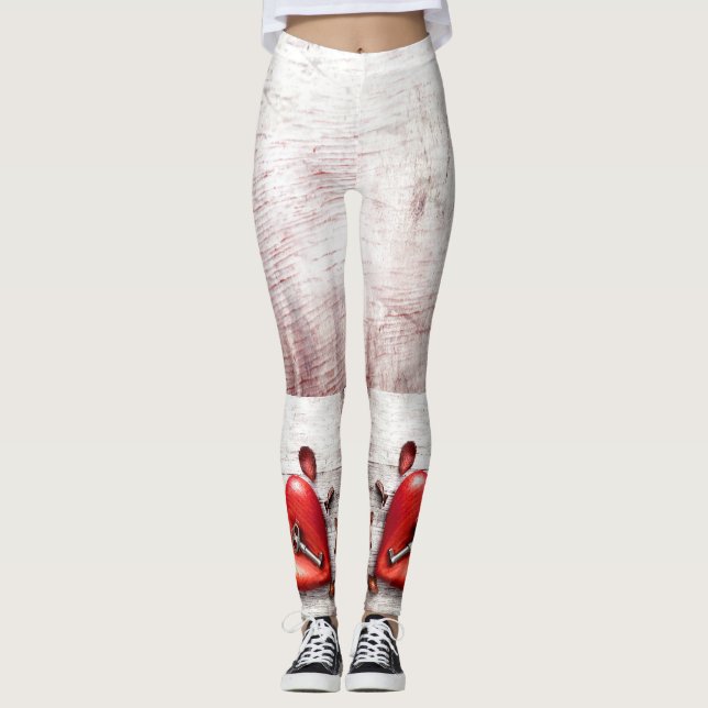 Women's Leggings Country Wood Key to my Heart Rust (Front)