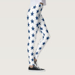 Women's Leggings-Patriotic Stars Leggings<br><div class="desc">These women's leggings are shown in a navy blue with a white patriotic stars print.
Customize this item or buy as is.</div>