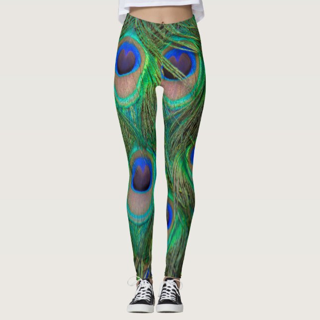 Women's Leggings-Peacock Feathers Leggings (Front)