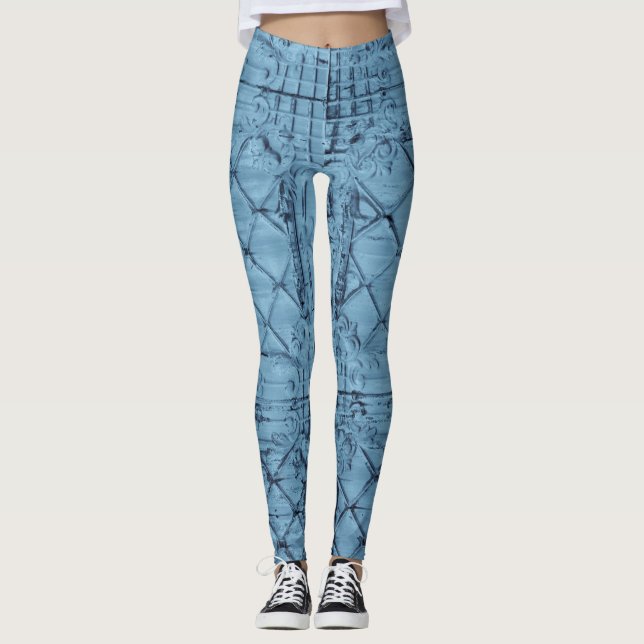 Women's Leggings Rustic Tin Panel Ceiling Country (Front)