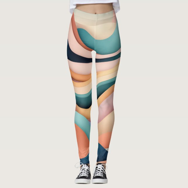 womens leggings with colour waves (Front)