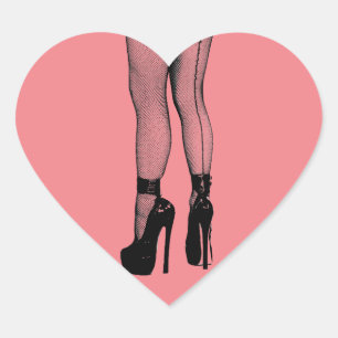 Womens Legs Fishnet Stockings fashion Ink Drawing Heart Sticker