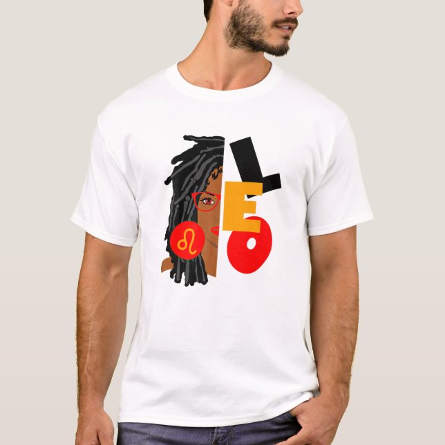 Womens Leo Girl Afro Locs Girl Zodiac Signs Birthd T-Shirt (Front)