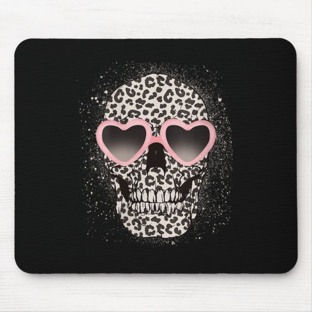 Womens Leopard Gothic Skull Cool Skeleton Cheetah  Mouse Pad (Front)