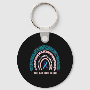 Womens Leopard Rainbow Print Suicide Prevention Aw Keychain