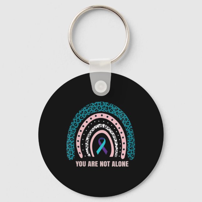 Womens Leopard Rainbow Print Suicide Prevention Aw Keychain (Front)