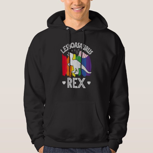 Womens Lesboasaurus Rex  Lgbtq Lesbians Pride Mont Hoodie (Front)