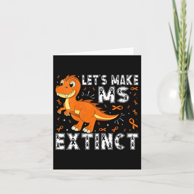 Womens Let’s Make Ms Extinct Dinosaur Awareness V- Card (Front)