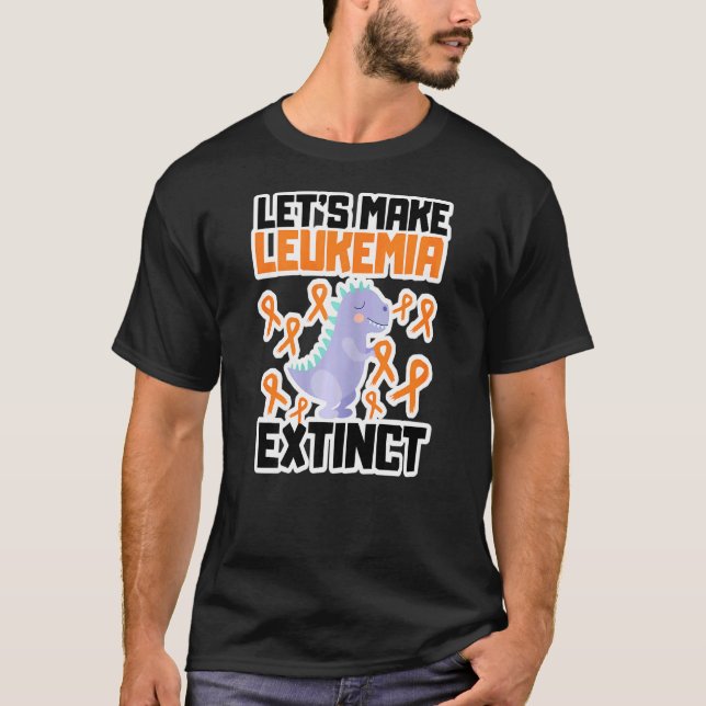 Womens Leukaemia Dinosaur Orange Ribbon Hematologi T-Shirt (Front)