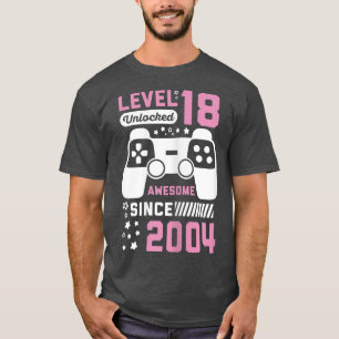 Womens Level 18 Unlocked Awesome 2004 18th Birthda T-Shirt