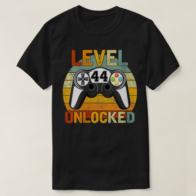 Womens Level 44 Unlocked 44 Years Old Retro 44th B T-Shirt (Design Front)