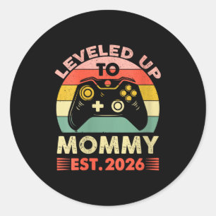 Womens Leveling Up To Mommy 2026 First Time Mom 20 Classic Round Sticker